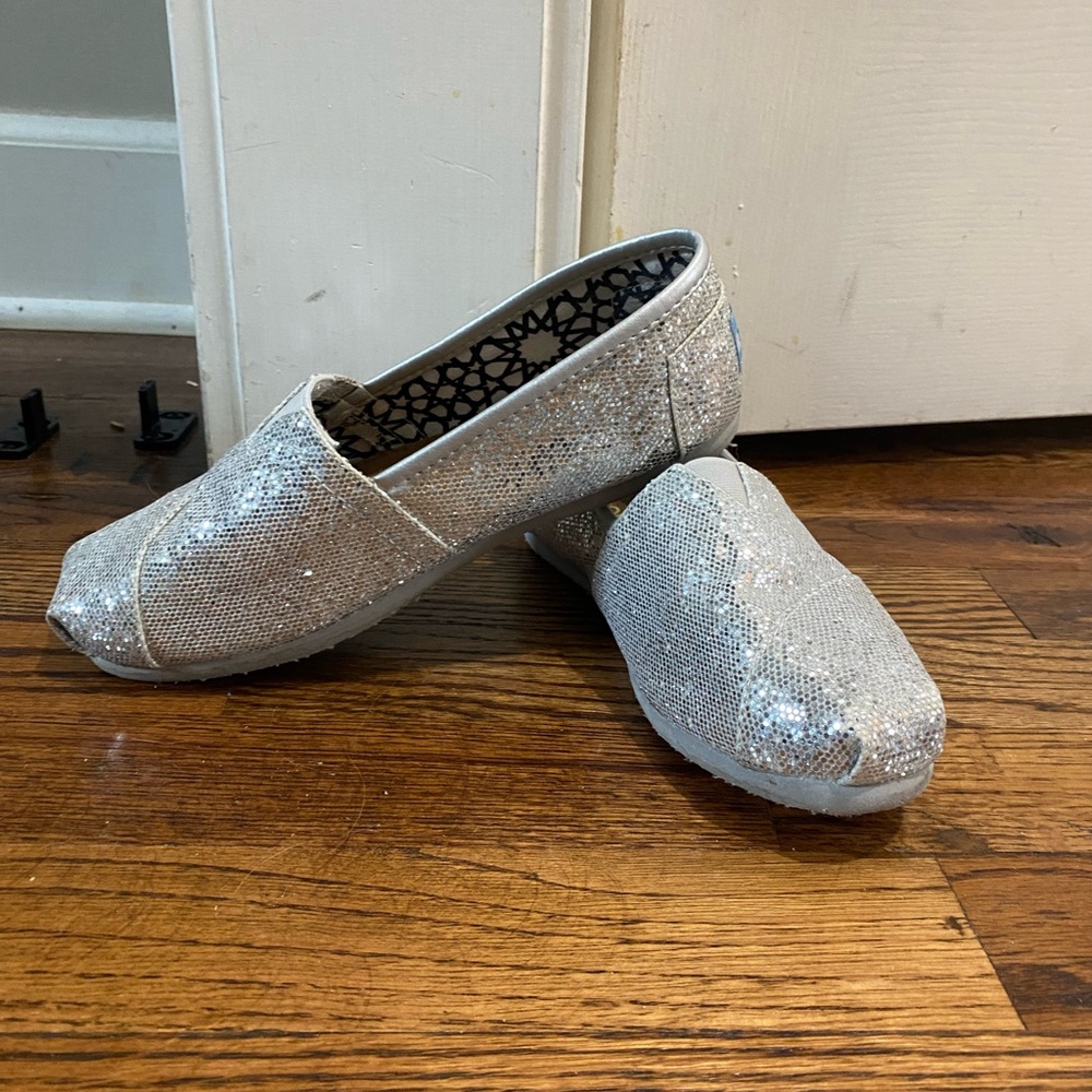 TOMS Silver Glitter Shoes